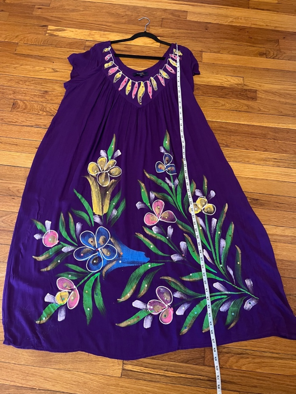 Riviera Sun Purple Floral Scoop-Neck Women's Dress 2X EUC Beach Resortwear Boho - Picture 6 of 9